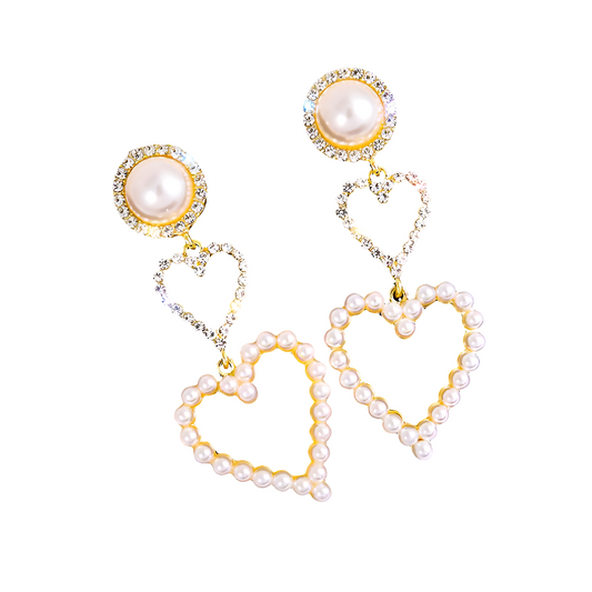 Pearl Rhinestone Drop Earrings