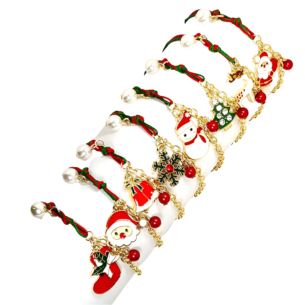 Santa Claus Tree Snowflake Elk Snowman Bracelet