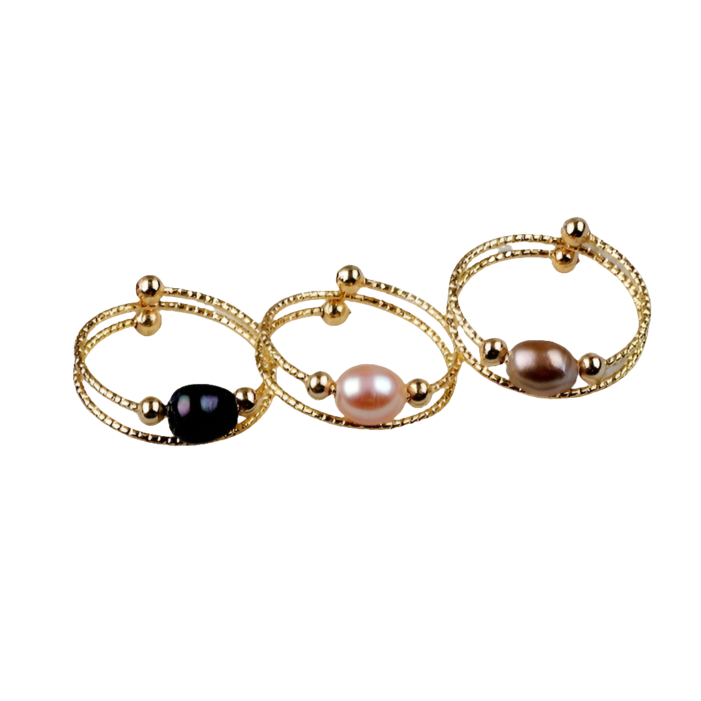 Freshwater Pearl Double Ring Vintage Fashion Ornament