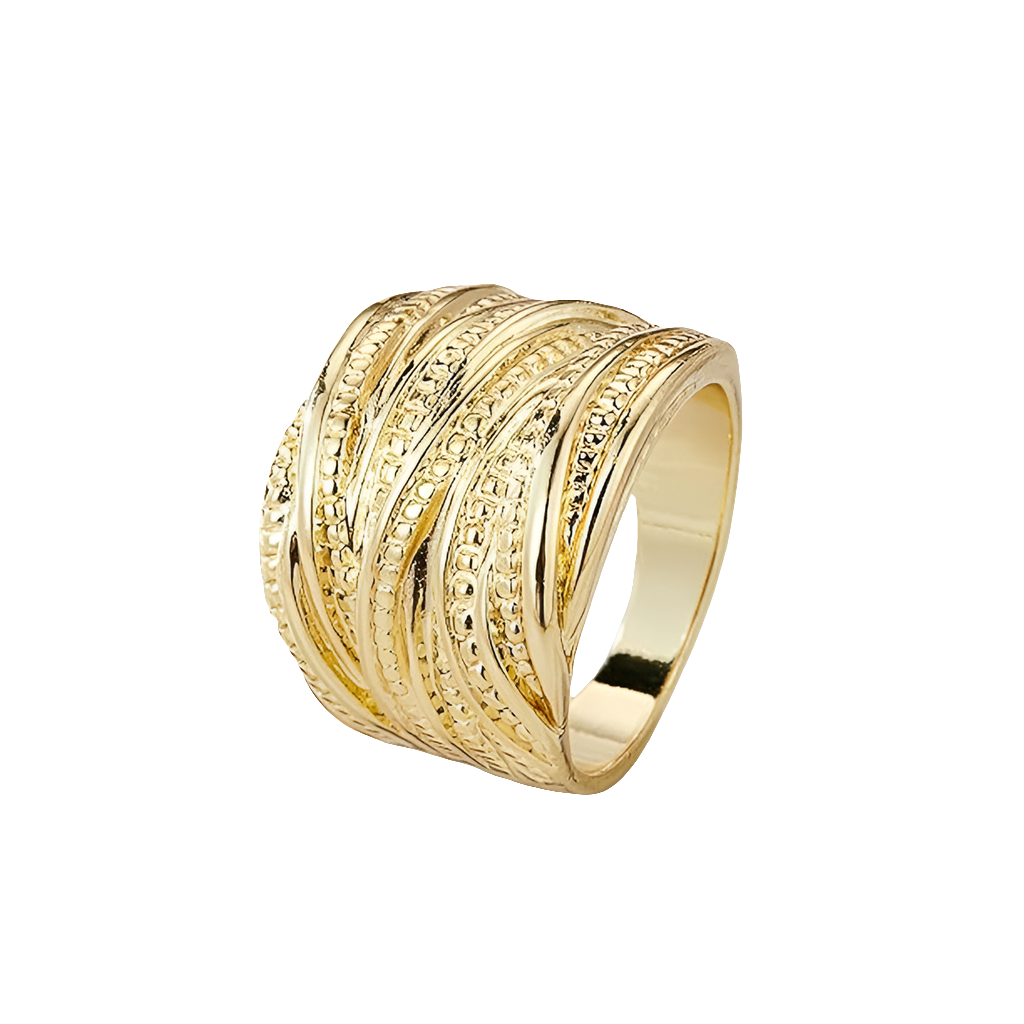 Retro Double Gold Texture Men's And Women's Rings Fashion