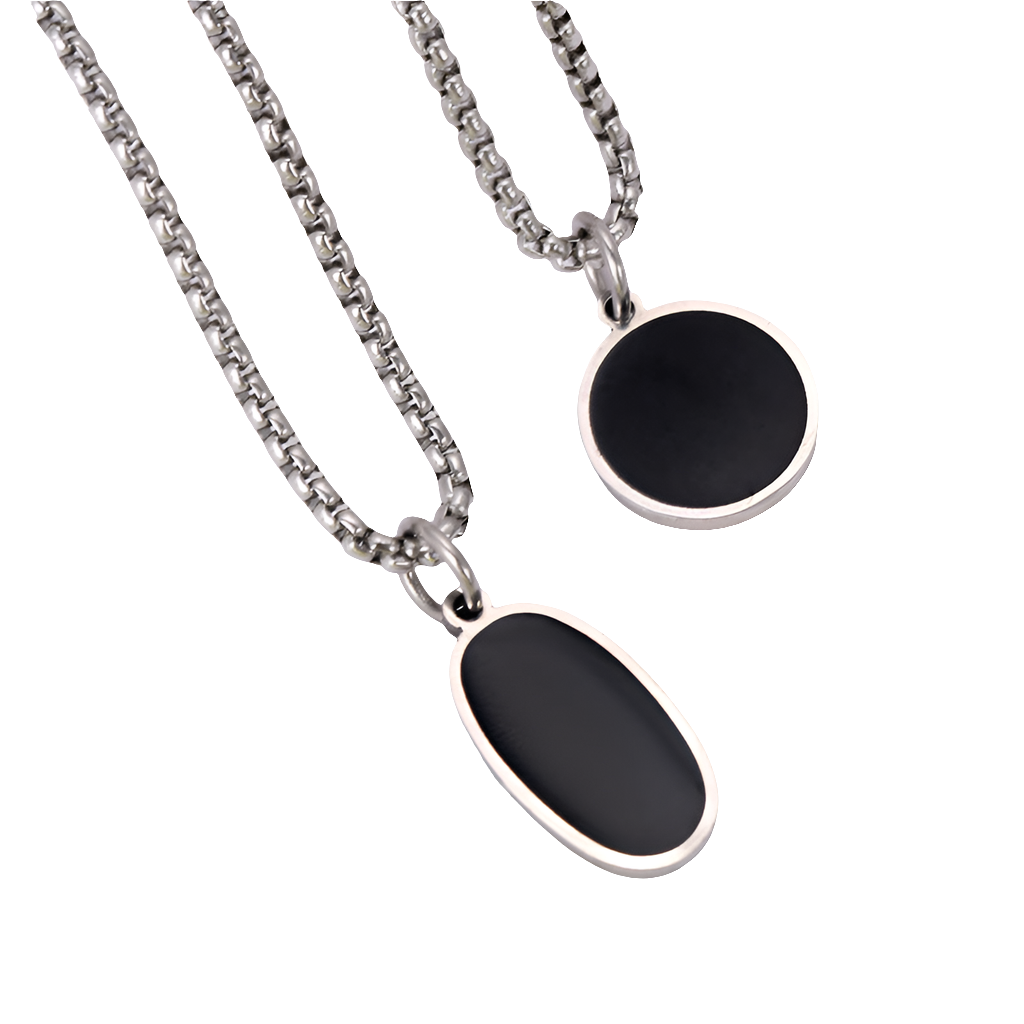 Stainless Steel Oval Titanium Steel Necklace Steel Color