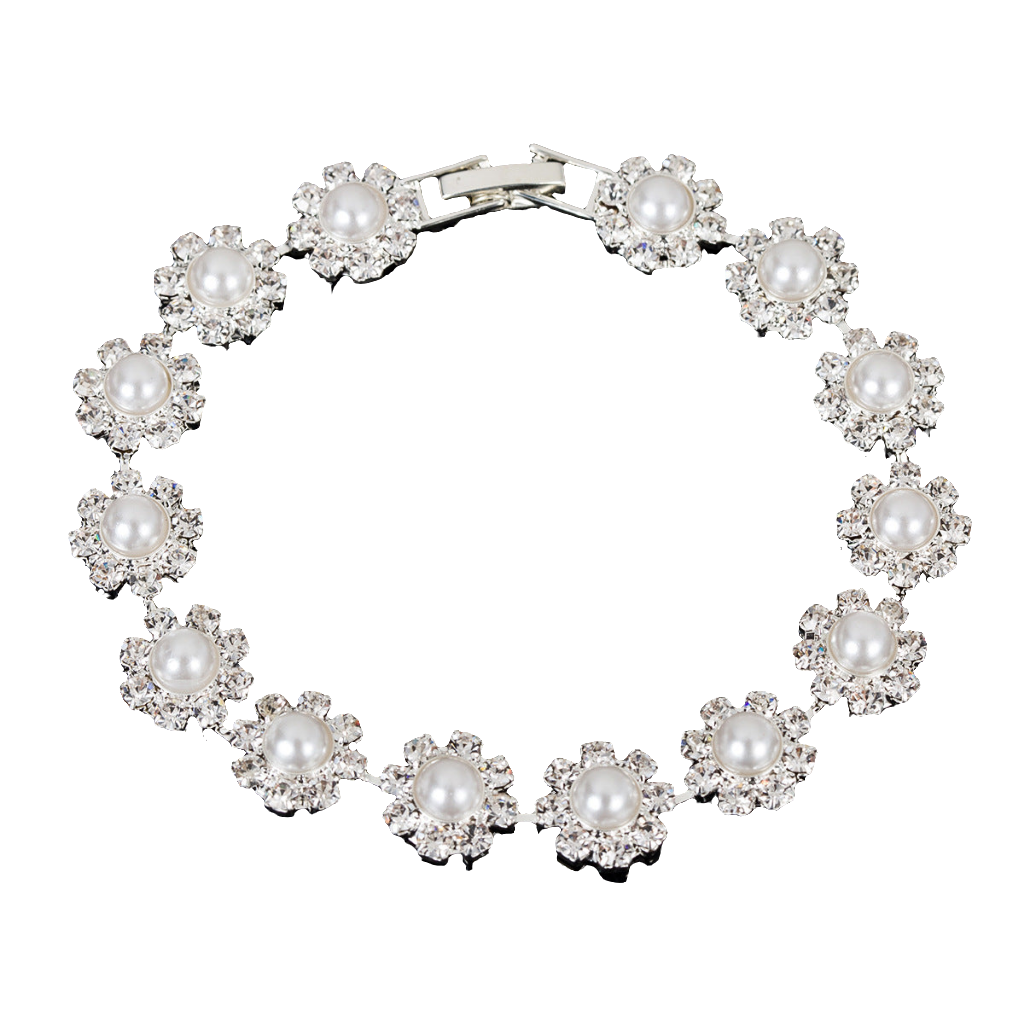 Pearl Rhinestone Shiny Little Flower Bracelet For Women