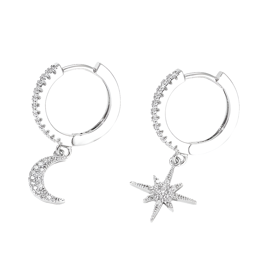 Fashion Star Moon Asymmetric Earrings