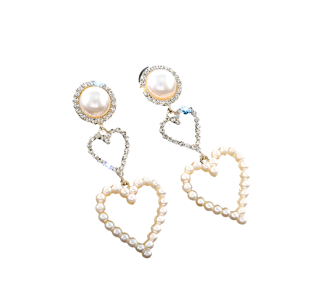 Pearl Rhinestone Drop Earrings