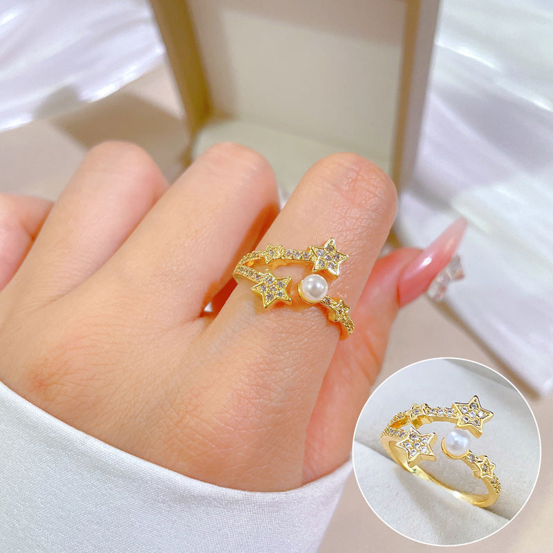 Elegant High-grade Zircon Super Ring Female Opening Adjustable