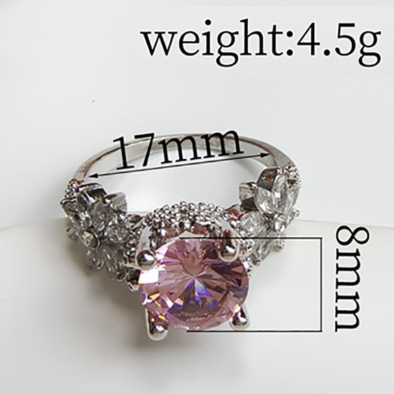 Zircon Flower Hollow Princess Style Ring