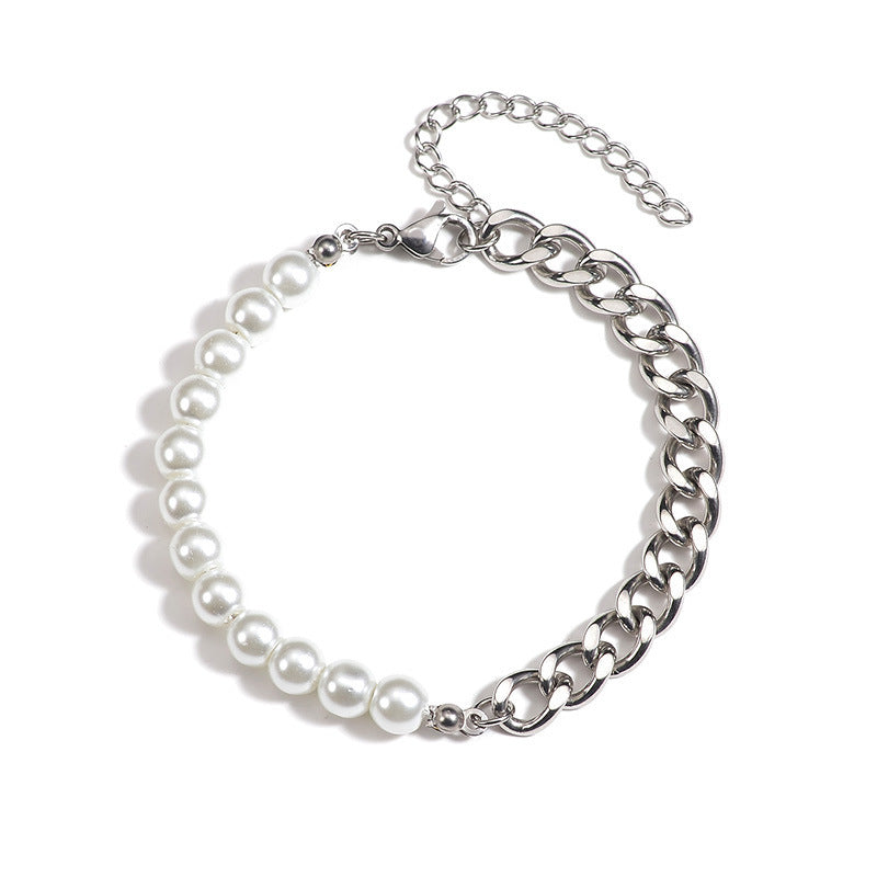 Titanium Steel Stitching Bracelet Women's Simple Pearl