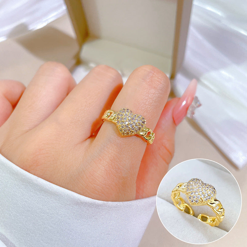 Elegant High-grade Zircon Super Ring Female Opening Adjustable