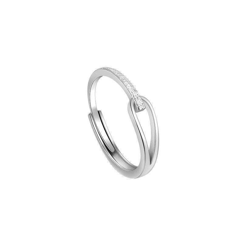 Difeng 999 Sterling Silver Light Luxury Minority Frosted Ring