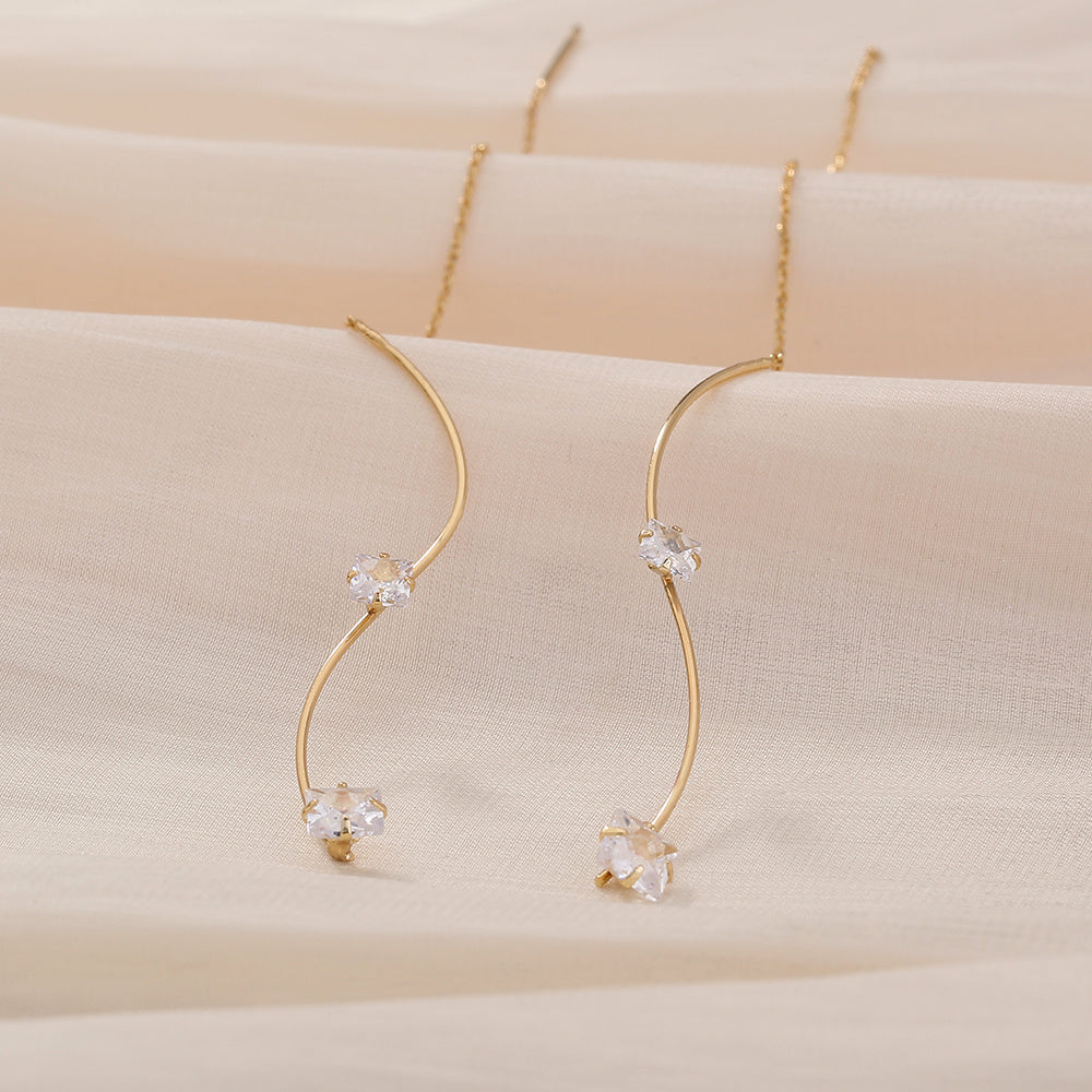 Simple And Long Earrings Japanese And Korean Earrings Tzitzit Earrings With Micro-zircon Earrings