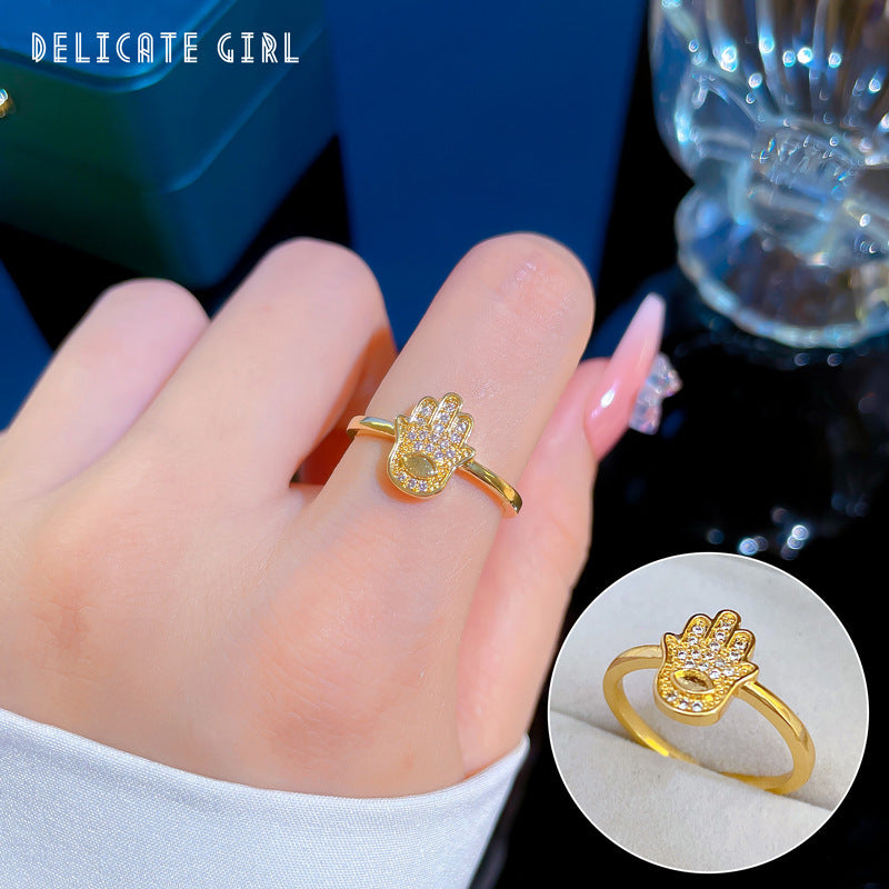 Elegant High-grade Zircon Super Ring Female Opening Adjustable