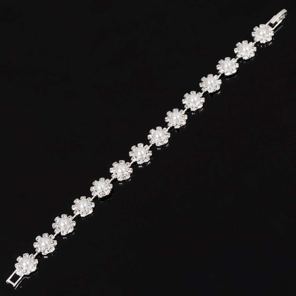 Pearl Rhinestone Shiny Little Flower Bracelet For Women