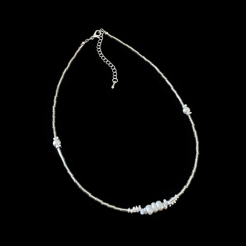 Women's Irregular Pearl Zircon Necklace