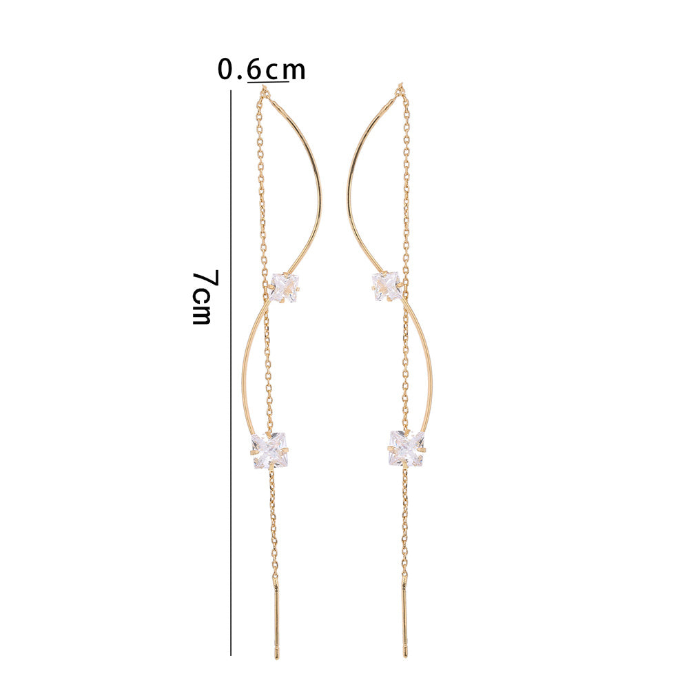 Simple And Long Earrings Japanese And Korean Earrings Tzitzit Earrings With Micro-zircon Earrings