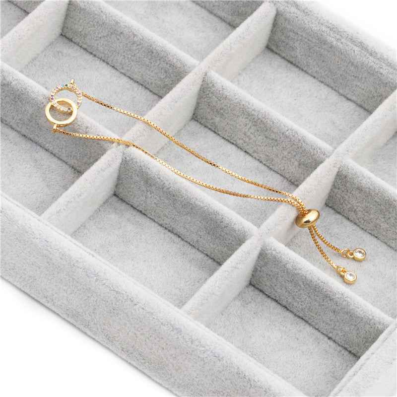 Women's Brass Gold-plated Double-ring Adjustable Bracelet