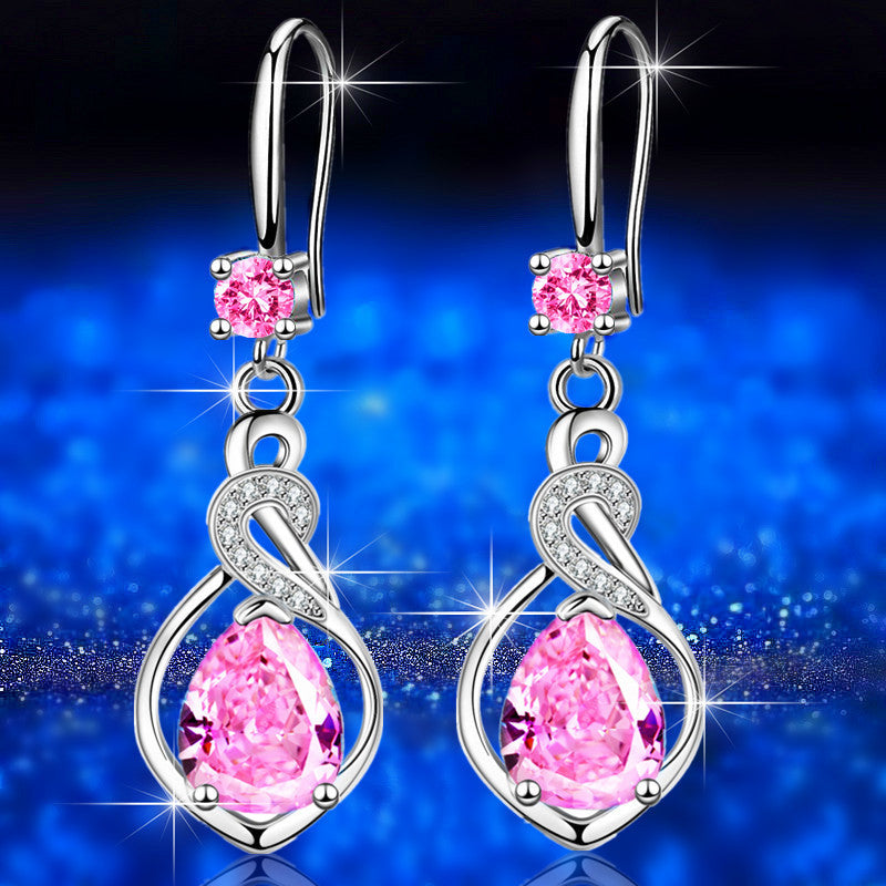 Silver Earrings Multicolor Earrings Shiny Zircons